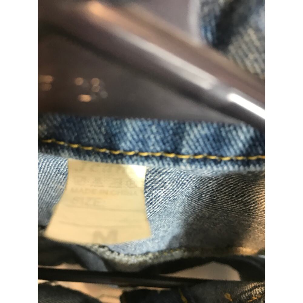 Distressed Long Denim Ripped Jacket Medium - Picture 3 of 5